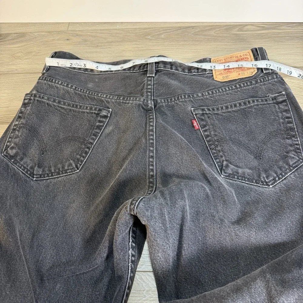 Vintage Levis 505 Jeans Mens 36x34 Black Denim Regular Fit Workwear Grunge Y2K
